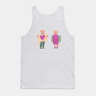 Cute mouse couple with love letter Tank Top